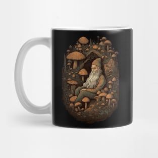 Lord Of The Shrooms - vintage dark dwarf wizard fantasy mushroom illustration Mug